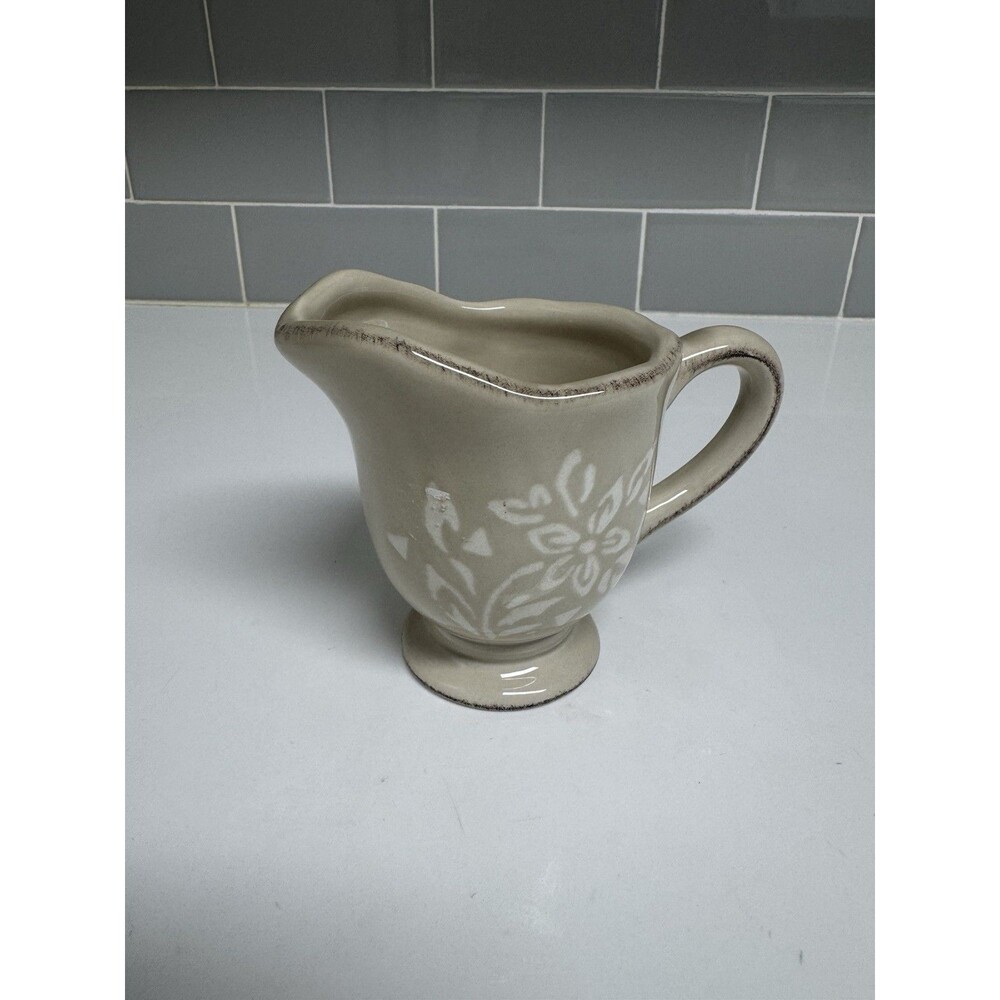 Bella Casa by Ganz Ceramic Pitcher Creamer Beige Floral